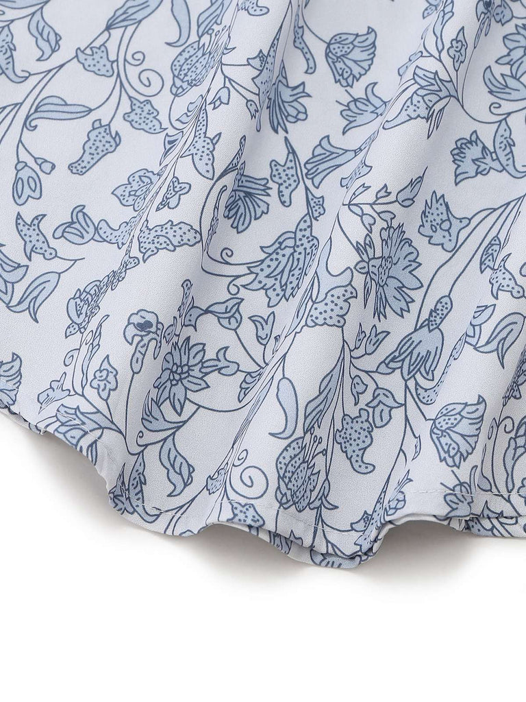 1970s Boho V-Neck Lantern Sleeve Blouse