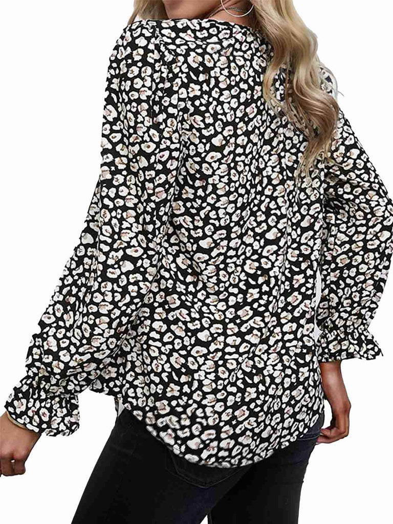 1970s Boho V-Neck Lantern Sleeve Blouse