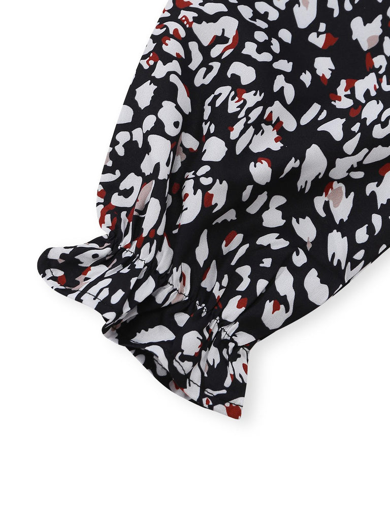 1970s Boho V-Neck Lantern Sleeve Blouse