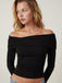 1980s Wrinkle One-Shoulder Long Sleeve Top