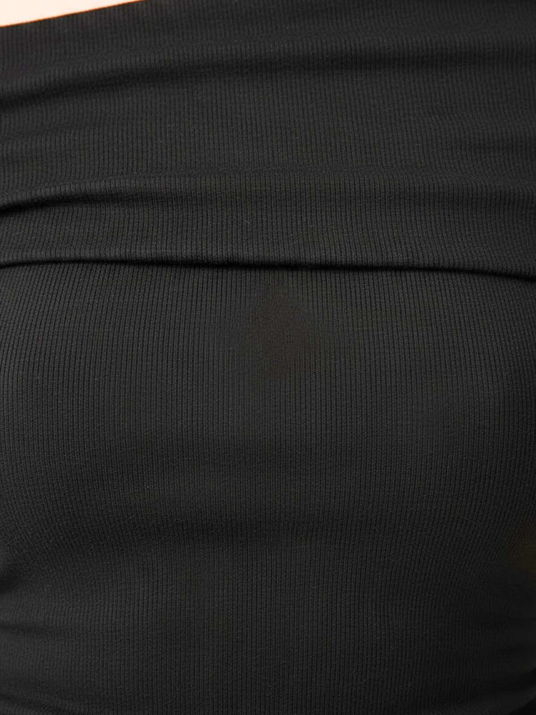 1980s Wrinkle One-Shoulder Long Sleeve Top