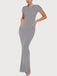 Y2K Solid Round Neck Long Bodycon Dress