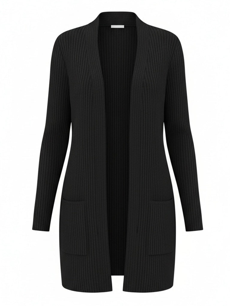 Y2K Solid Knit Long Sleeve Cardigan