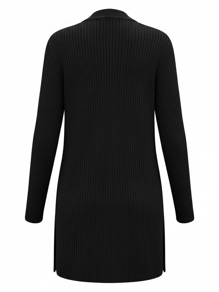 Y2K Solid Knit Long Sleeve Cardigan