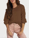 Brown 1970s Crew Neck Long Sleeve Knit Sweater