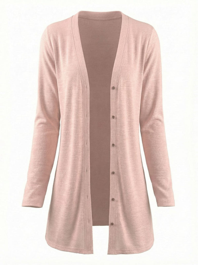 Y2K Solid Long Sleeve Front Button Cardigan