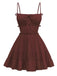 1950s Spaghetti Strap Lace-Up Backless Skater Dress