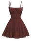 1950s Spaghetti Strap Lace-Up Backless Skater Dress