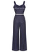 Dark Blue 1930s Polka Dots Straps Jumpsuit, vintage romper, retro jumpsuit - perfect for women who love vintage and retro fashion