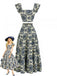 2PCS 1970s Square-Neck Floral Flutter Sleeve Top & Maxi Skirt - vintage skirt, retro style for vintage lovers