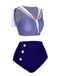 Dark Blue 1940s Dots Sailor Collar Swimsuit, vintage swimsuit, pin-up swimwear - perfect for women who love vintage and retro fashion