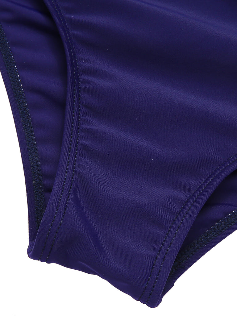 Dark Blue 1940s Dots Sailor Collar Swimsuit, vintage swimsuit, pin-up swimwear - perfect for women who love vintage and retro fashion