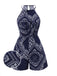 She finds her 1940s story in this Dark Blue 1940s Paisley Drawstring Romper