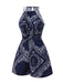 This Dark Blue 1940s Paisley Drawstring Romper whispers 1940s secrets to those who notice