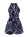 Dark Blue 1940s Paisley Drawstring Romper — 1940s style that transcends decades