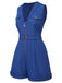Dark Blue 1940s Pockets Lapel Romper, vintage romper, retro jumpsuit - perfect for women who love vintage and retro fashion