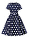 Dark Blue 1950s Polka Dot Swing Dress - vintage dress, retro fashion, rockabilly