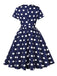Dark Blue 1950s Polka Dot Swing Dress - vintage dress, retro fashion, rockabilly