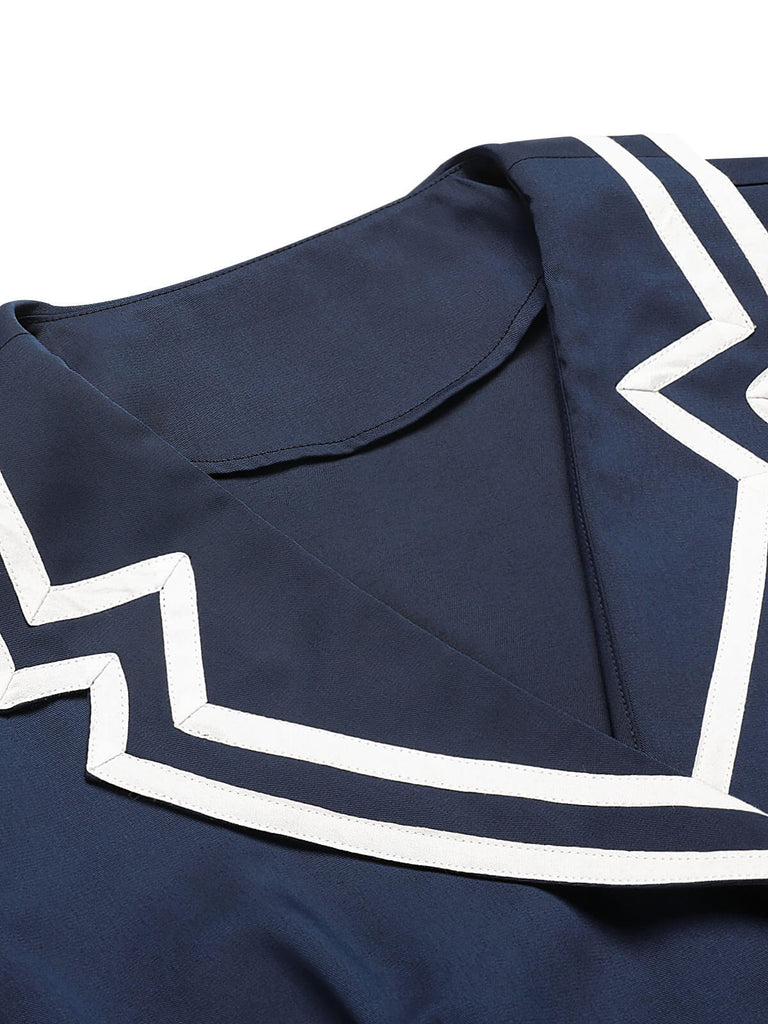 [Pre-Sale] Dark Blue 1950s Sailor Style Double Breasted Dress, vintage dress, retro fashion, rockabilly, pin-up fashion - perfect for women who love vintage and retro fashion