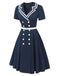 Dark Blue 1950s Sailor Style Double Breasted Dress — the kind of 1950s dress that makes strangers smile