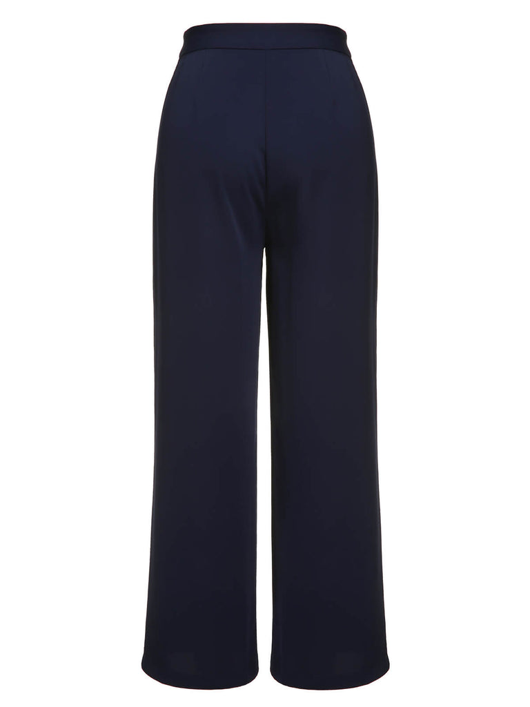 Dark Blue 1950s Solid Button Straight Pants, vintage fashion, retro style - perfect for women who love vintage and retro fashion