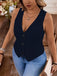 Dark Blue 1950s V-Neck Sleeveless Vest — 1950s style that transcends decades