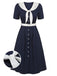 Dark Blue & White 1940s Sailor Collar Dress, vintage dress, retro fashion - perfect for women who love vintage and retro fashion