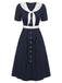 Dark Blue & White 1940s Sailor Collar Dress, vintage dress, retro fashion - perfect for women who love vintage and retro fashion