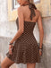 Dark Brown 1960s Polka Dot Halter Backless Dress, vintage dress, retro fashion - perfect for women who love vintage and retro fashion