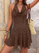 Dark Brown 1960s Polka Dot Halter Backless Dress, vintage dress, retro fashion - perfect for women who love vintage and retro fashion
