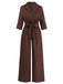 Dark Coffee 1950s V Neck Belted Jumpsuit 5