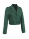 This Dark Green 1940s Lapel Button Cropped Blazer is her armor of 1940s elegance