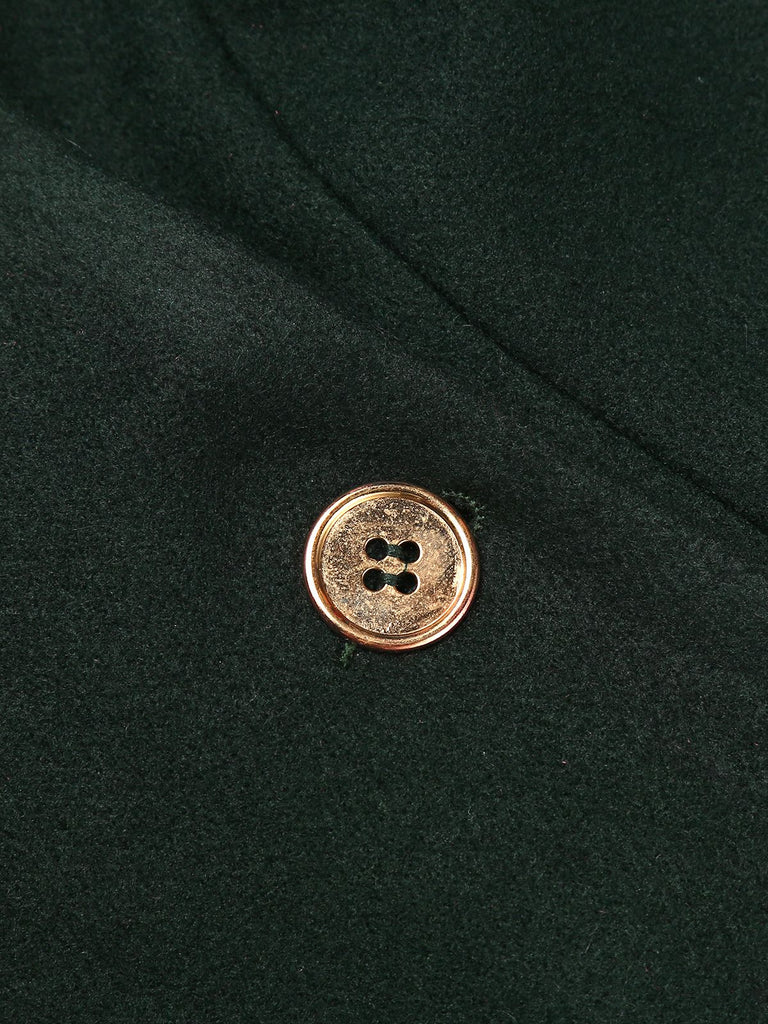 Dark Green 1940s Solid Button Coat - vintage fashion, retro style