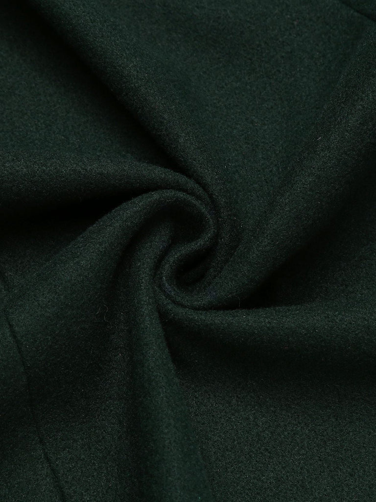 This Dark Green 1940s Solid Button Coat is her armor of 1940s elegance