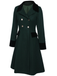 This Dark Green 1940s Solid Button Coat is her armor of 1940s elegance