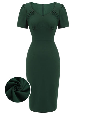 Dark Green 1940s Solid Wrap Dress: timeless style reimagined