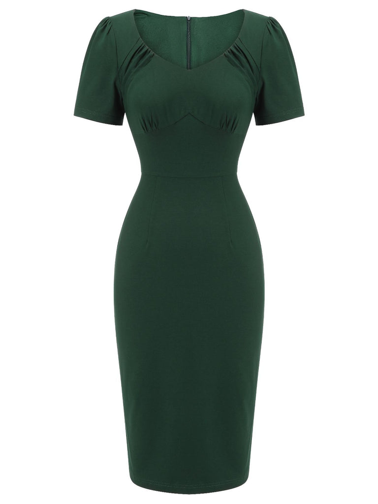 Dark Green 1940s Solid Wrap Dress — vintage elegance for the modern woman