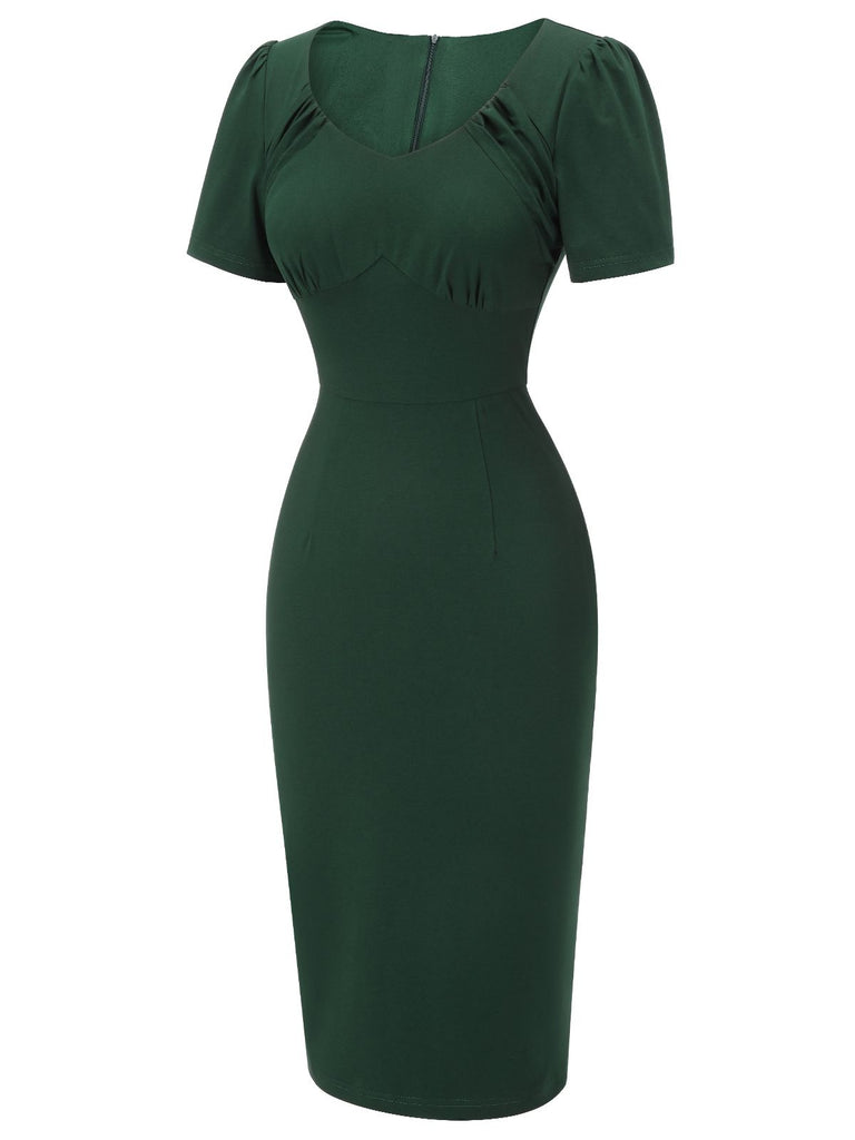 Dark Green 1940s Solid Wrap Dress: timeless style reimagined