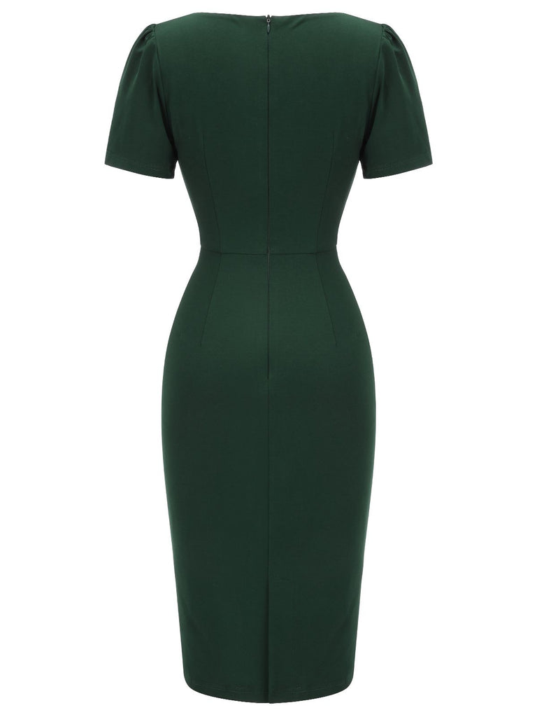 Dark Green 1940s Solid Wrap Dress — vintage elegance for the modern woman