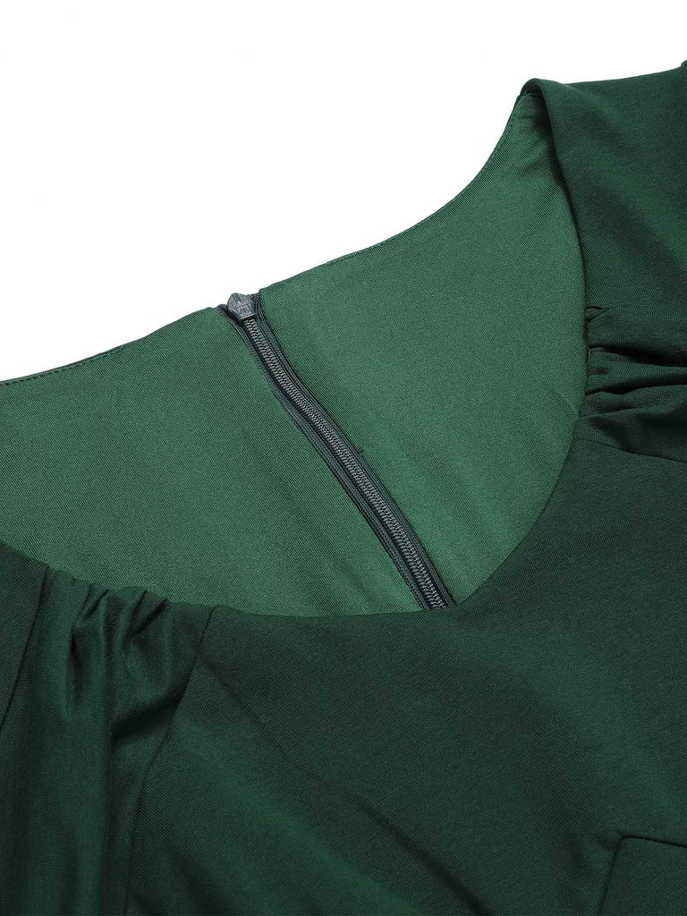 Dark Green 1940s Solid Wrap Dress: timeless style reimagined