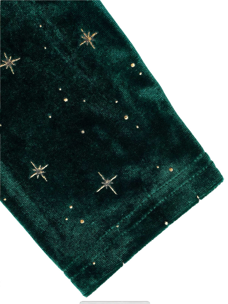 Dark Green 1940s V-Neck Star Velvet Dress - vintage dress, retro fashion