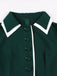 Dark Green 1950s Contrasted Lapel Swing Dress - vintage dress, retro fashion, rockabilly