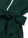 Dark Green 1950s Contrasted Lapel Swing Dress - vintage dress, retro fashion, rockabilly