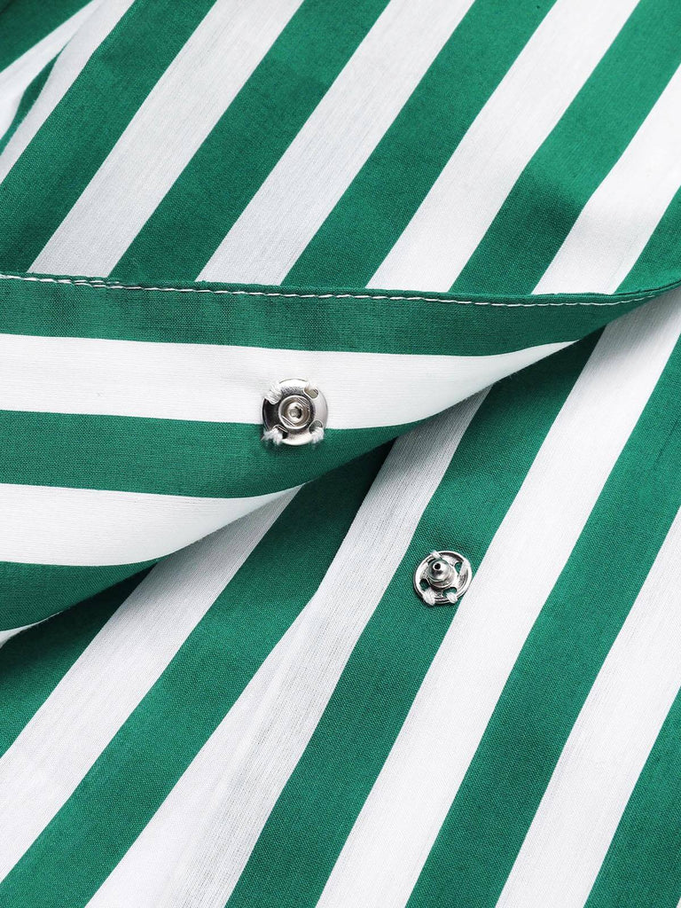 Dark Green 1950s Tie Neck Striped Dress, vintage dress, retro fashion, rockabilly, pin-up fashion - perfect for women who love vintage and retro fashion
