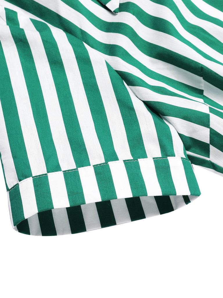 Dark Green 1950s Tie Neck Striped Dress, vintage dress, retro fashion, rockabilly, pin-up fashion - perfect for women who love vintage and retro fashion