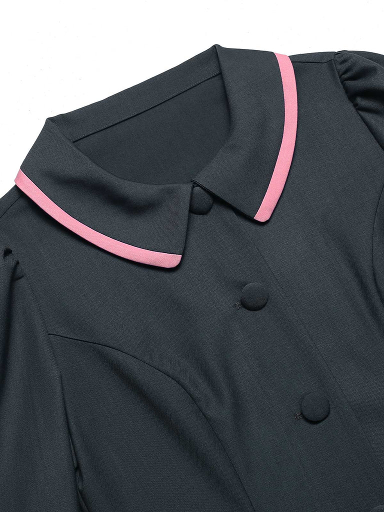 Dark Grey 1950s Lapel Bow Short Coat - vintage fashion, retro style