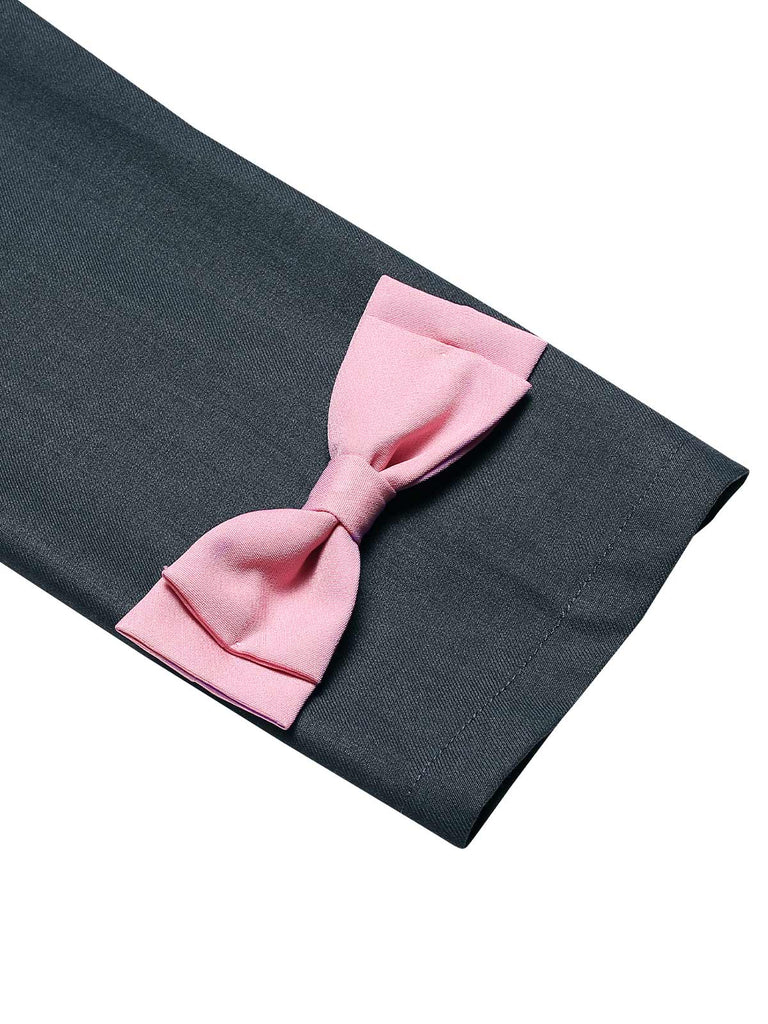 Dark Grey 1950s Lapel Bow Short Coat - vintage fashion, retro style