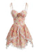 Pink 1950s Floral Chiffon 3D Rose Lace-Trim Dress - vintage dress, retro fashion, rockabilly, pin-up fashion for vintage lovers