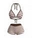 Dark Pink 1980s Striped Bikini Set - vintage fashion, retro style