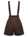 Deep Brown 1940s Buttons Overalls Shorts — 1940s style that transcends decades